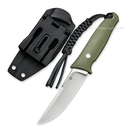 CIVIVI Tamashii Fixed Blade Knife, D2 Steel, G10 OD Green, Kydex Sheath, 19046-2