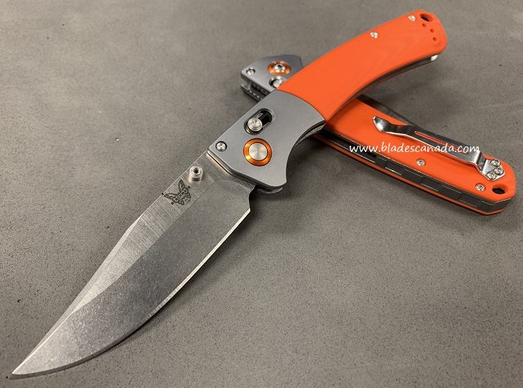 Benchmade Crooked River Folding Knife, 20CV, G10 Orange, 15080CU13