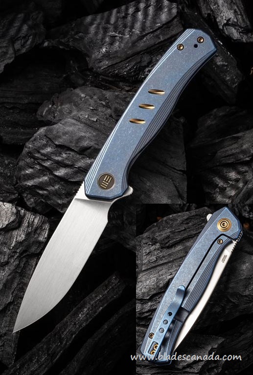 WE Knife Seer Flipper Framelock Knife, Ltd Edition, 20CV, Titanium Blue, 20015-2 - Click Image to Close