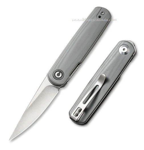 CIVIVI Lumi Flipper Folding Knife, 14C28N, G10 Grey, 20024-2