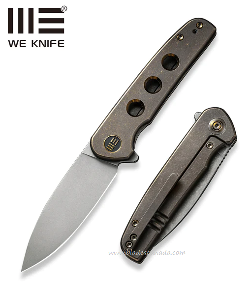 WE Knife Shakan Flipper Framelock Knife, CPM 20CV, Titanium Bronze, 20052B-2