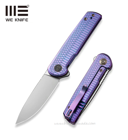 WE Knife Charith Flipper Framelock Knife, CPM 20CV, Titanium Ripple, 20056-2