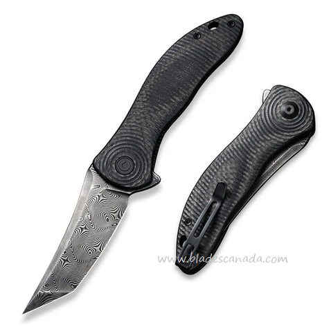 CIVIVI Synergy3 Flipper Folding Knife, Damascus Tanto, G10/Carbon Fiber, 20075B-DS1