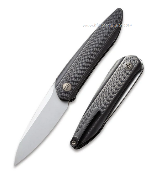 WE Knife Black Void Opus Folding Knife, 20CV, Carbon Fiber/Titanium, WE2010B