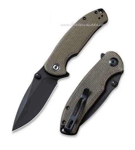 CIVIVI Pintail Flipper Folding Knife, CPM S35VN, Micarta Dark Green, 2020C