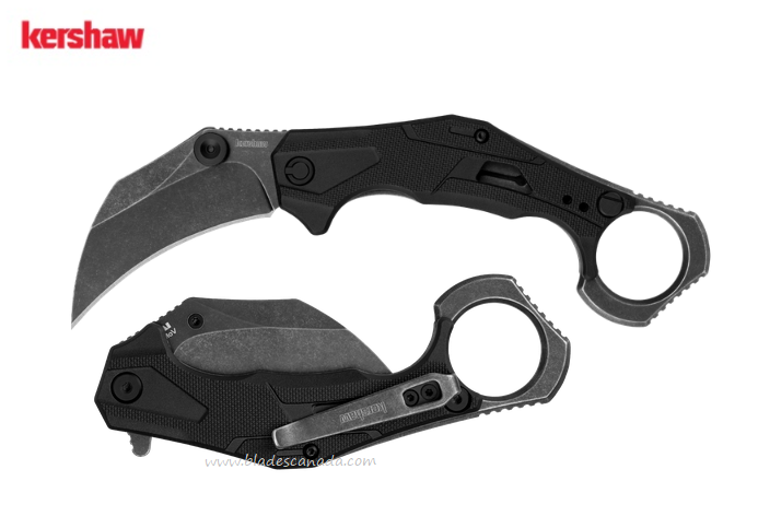 Kershaw Outlier Flipper Karambit-Style Folding Knife, Assisted Opening, GFN Black, 2064