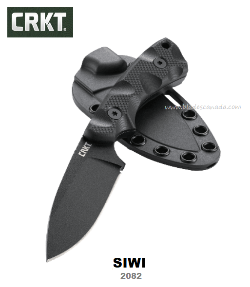 CRKT SiWi Fixed Blade Knife, SK5 Steel, G10 Black, GFN Sheath, CRKT2082
