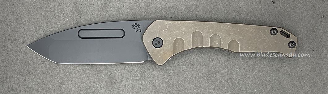 (Discontinued) Medford Praetorian Slim Framelock Folding Knife, S35VN Tanto Black PVD, Titanium Bronze Ano