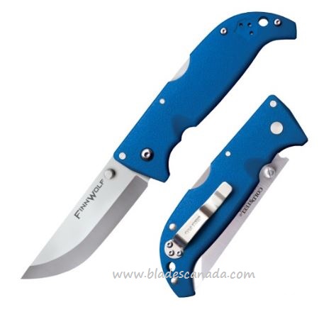 Cold Steel Finn Wolf Folding Knife, AUS 8A, Blue Handle, 20NPG - Click Image to Close