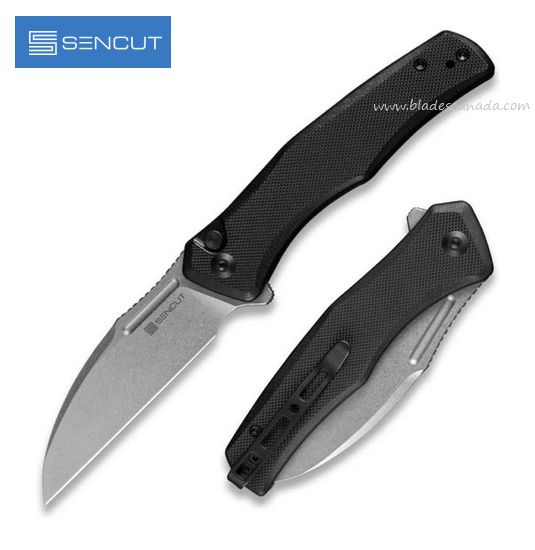 SENCUT Watauga Flipper Button Lock Knife, D2 SW, G10 Black, S21011-1