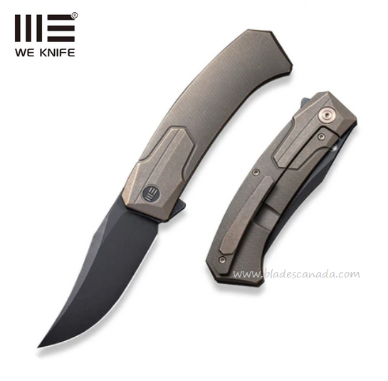 WE Knife Shuddan Flipper Framelock Knife, CPM 20CV Black SW, Titanium Bronze, 21015-3