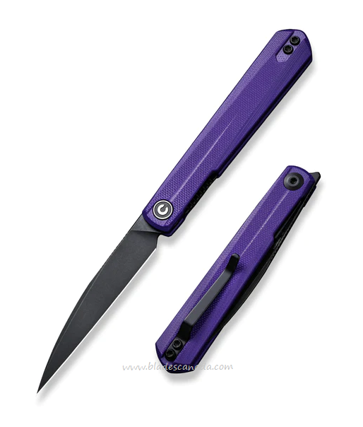 CIVIVI Clavi Flipper Folding Knife, Nitro-V Black SW, G10 Purple, C21019-2