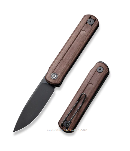 CIVIVI Foldis Slipjoint Flipper Knife, Nitro-V Black SW, Micarta Brown, C21044-2