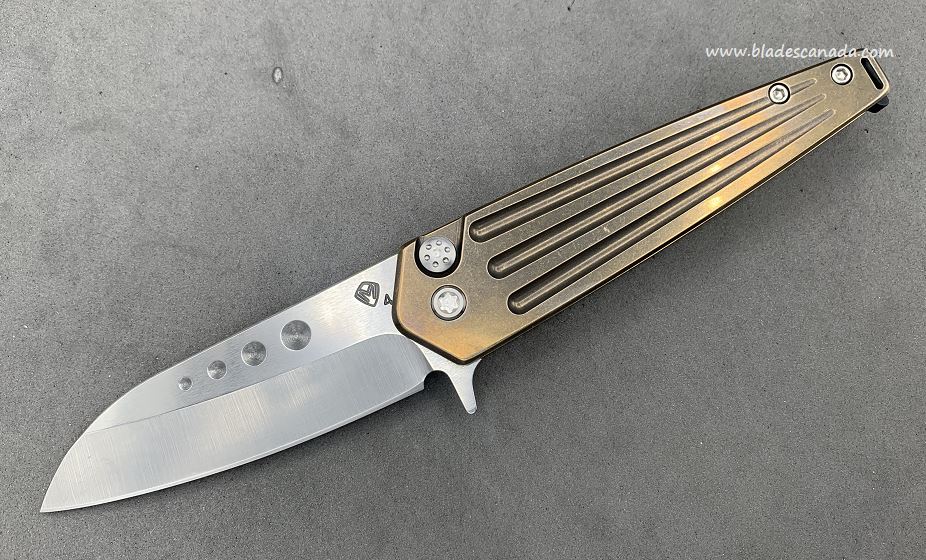 Medford Nosferatu Flipper Folding Knife, S35VN Tumble, Titanium Bronze Ano - Click Image to Close