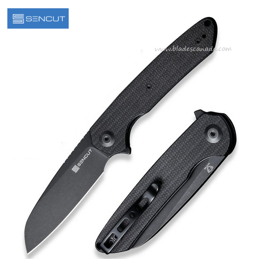 SENCUT Kyril Flipper Folding Knife, Black SW, Micarta Black, S22001-3