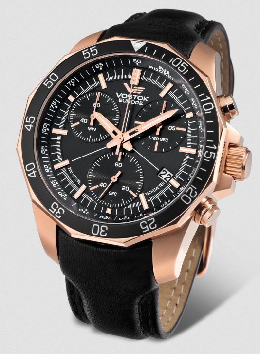 Vostok Europe N1 Rocket Chronograph Leather Strap - Rose Gold