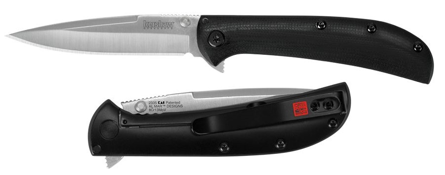 Kershaw Al Mar AM 3 Flipper Framelock Knife, Assisted Opening, G10 Black, K2335