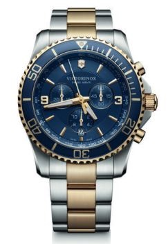 Victorinox Maverick Large Chronograph SS Bracelet 2 Tone - Blue