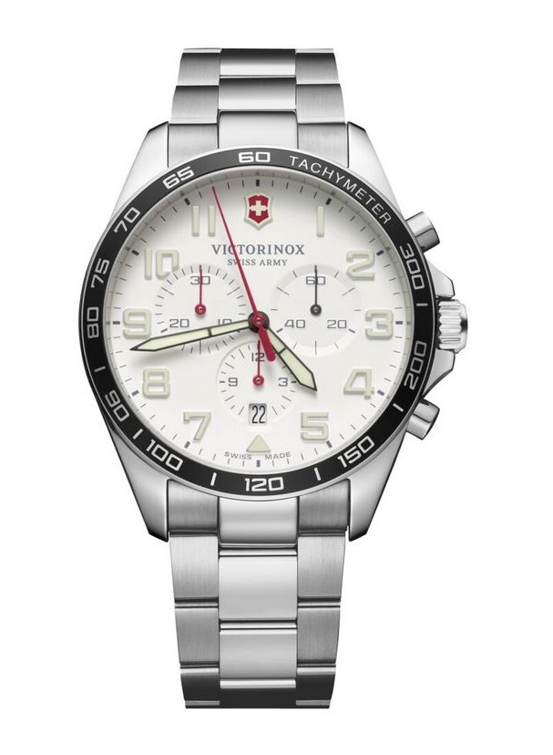 Victorinox Fieldforce White Dial Chrono SS Bracelet 42mm 241856 - Click Image to Close