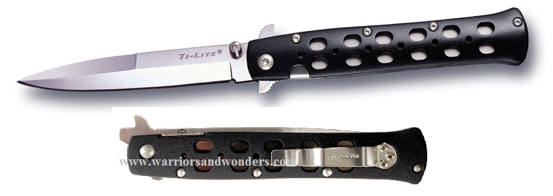 Cold Steel Ti-Lite Folding Knife, AUS 8A 4", Black Handle, 26SP