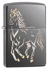 Zippo Black Ice Horse Lighter, 28645 - Click Image to Close