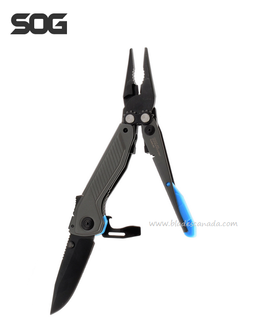 SOG Flash MT Multi-Tool with Knife, D2 Steel, Gray/Cyan, 29-55-02-41