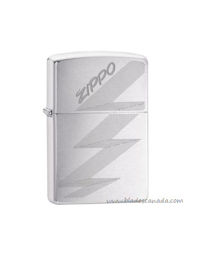 Zippo Brushed Chrome Lightening Design Lighter, 29683