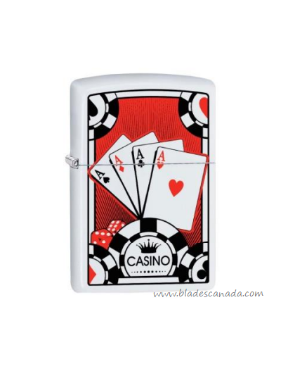 Zippo White Matte Casino Card Design Lighter, 29690