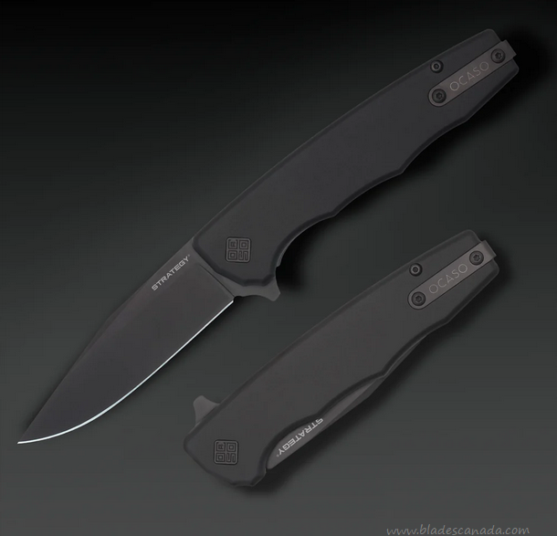 Ocaso The Strategy Flipper Folding Knife, D2 Black, Aluminum Black, 29BAB