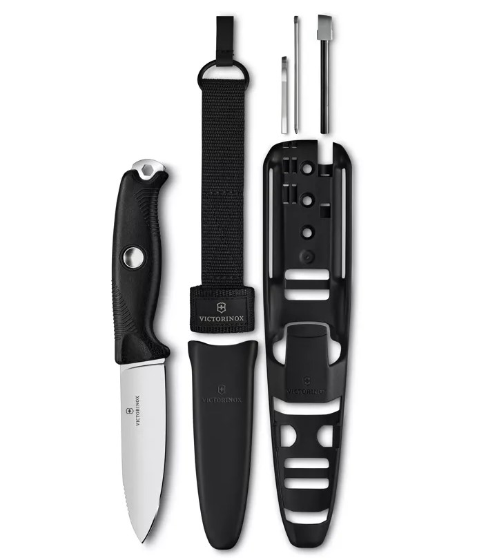 Victorinox Swiss Army Venture Pro Fixed Blade Knife, 14C28N, Black Handle, 3.0903.3F