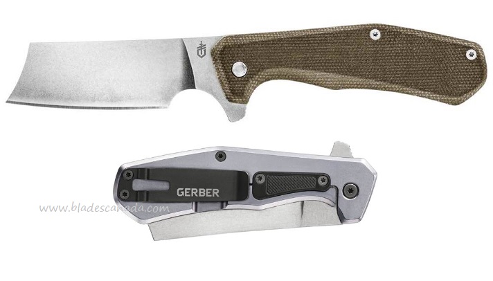 Gerber Asada Flipper Framelock Knife, D2, Micarta Green, G1812 - Click Image to Close