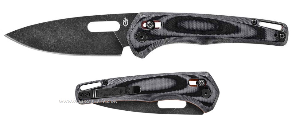 Gerber Sumo Folding Knife, Black Blade, G10 Black/Grey, Red Liners, G1813 - Click Image to Close