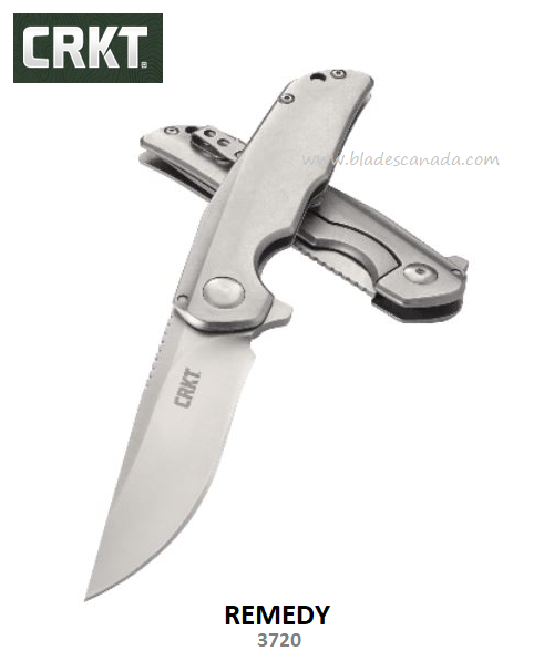 CRKT Remedy Framelock Flipper Knife, Stainless Handle, CRKT3720