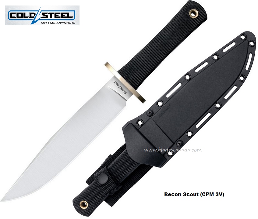 Cold Steel Recon Scout Fixed Blade Knife, CPM 3V Steel, Secure-Ex Sheath, 37RS