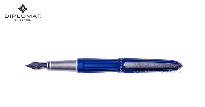Diplomat Aero Fountain Pen, Medium Aluminum Blue, 40306025