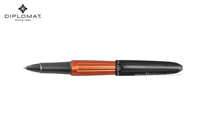 Diplomat Aero Rollerball Pen, Aluminum Black/Orange, 40313030