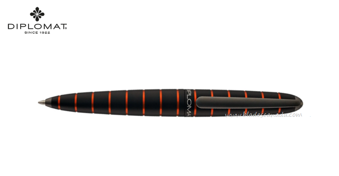 Diplomat Elox Ballpoint Pen, Aluminum Ring Black/Orange, 40351040
