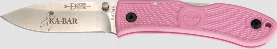 Ka-Bar Dozier Folding Knife, AUS 8A, Zytel Pink, Ka4062PK