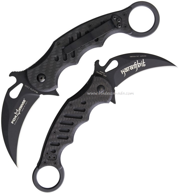 Fox Italy Karambit Folding Knife, Wave Opening, N690Co, CF/G10, FX-479CG10