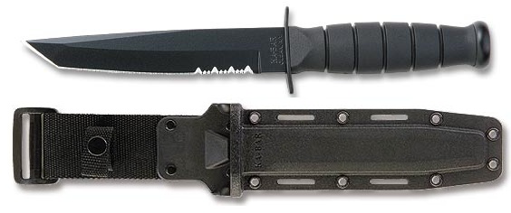 Ka-Bar Short Tanto Fixed Blade Knife, 1095 Cro-Van, Hard Sheath, 5055