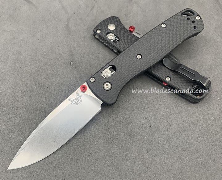 Benchmade Bugout Customized Folding Knife, S90V, Carbon Fiber, Red Thumbstud, 535CU207 - Click Image to Close