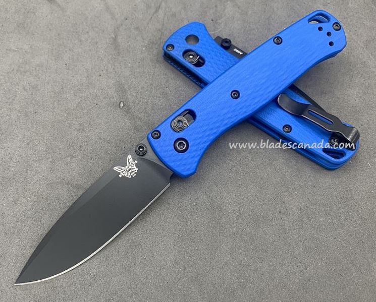 Benchmade Bugout Customized Folding Knife, S90V, Blue G10, Black Thumbstud & Standoffs, 535CU221 - Click Image to Close