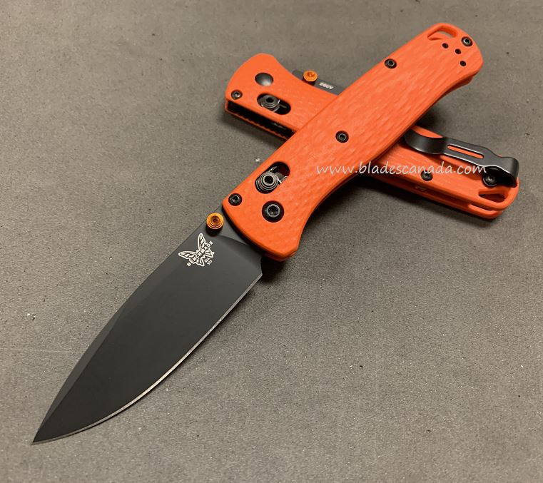 Benchmade Bugout Folding Knife, 20CV, Orange G10, Orange Thumbstud & Standoffs, 535CU104