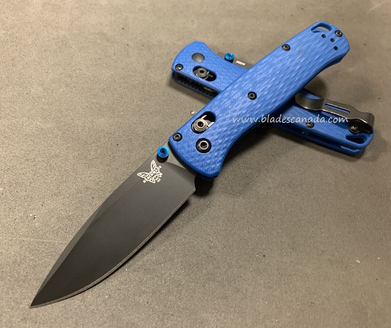 Benchmade Bugout Folding Knife, 20CV, Blue G10, Blue Thumbstud & Standoffs, 535CU109