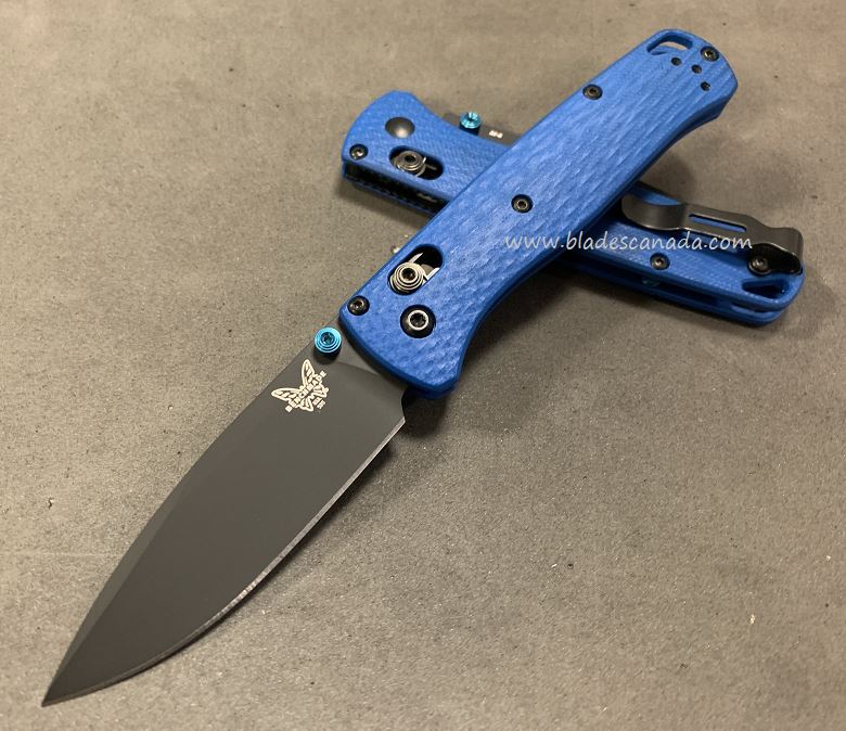 Benchmade Bugout Folding Knife, M4 Steel, Blue G10, Blue Thumbstud & Standoffs, 535CU133