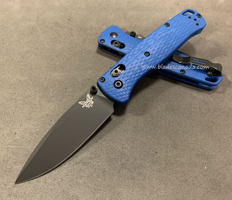 Benchmade Bugout Folding Knife, M4 Steel, Blue G10, Black Thumbstud & Standoffs, 535CU134