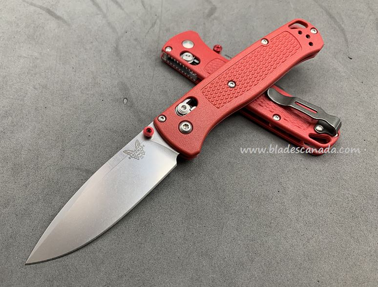 Benchmade Bugout Folding Knife, 20CV, Red Handle, Red Thumbstud & Standoffs, 535CU16 - Click Image to Close