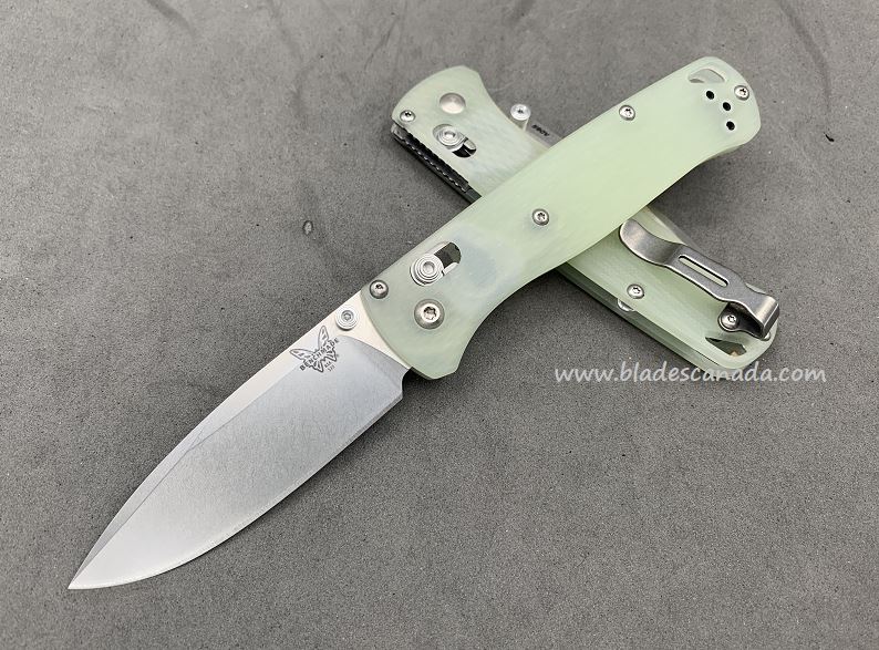 Benchmade Bugout Customized Folding Knife, S90V, Jade G10, Satin Thumbstud & Standoffs, 535CU213