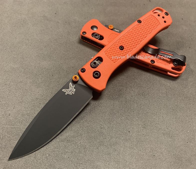 Benchmade Bugout Folding Knife, 20CV, Orange Handle, Orange Thumbstud & Standoffs, 535CU72