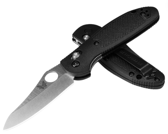 Benchmade Mini Griptilian Folding Knife, CPM S30V Sheepsfoot, Black Handle, 555-S30V